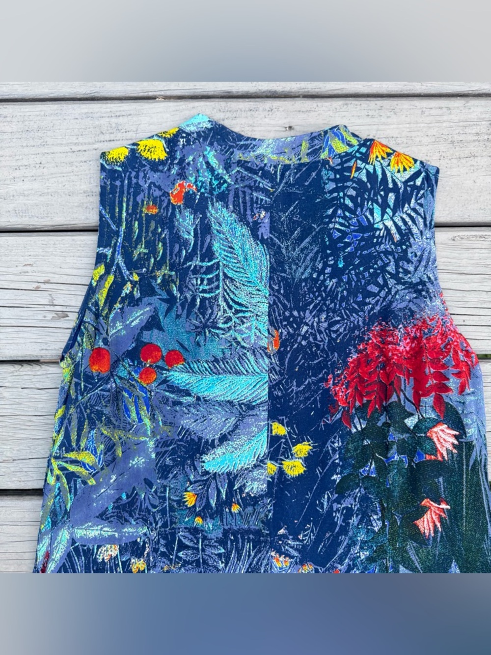 Label by Ritu Kumar Blue Floral Zip Up Flared Jumpsuit size M - Picture 10 of 16